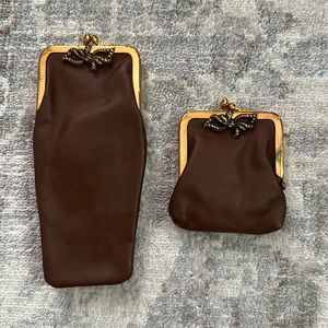 Vintage leather cigarette case and coin purse